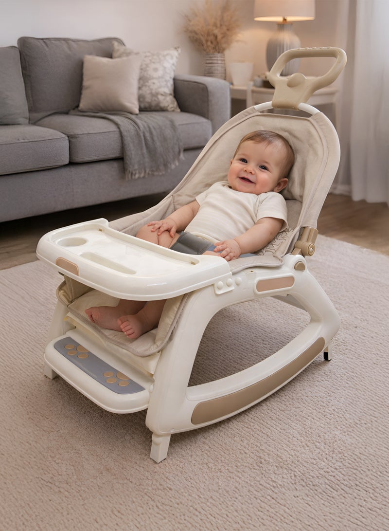 TOTOJOY 3-in-1 Multifunctional Baby Chair with 3-Level Adjustable Feeding Tray, Rocking & Fixed Mode, Non-Slip Base, Washable Cushion - Image 1